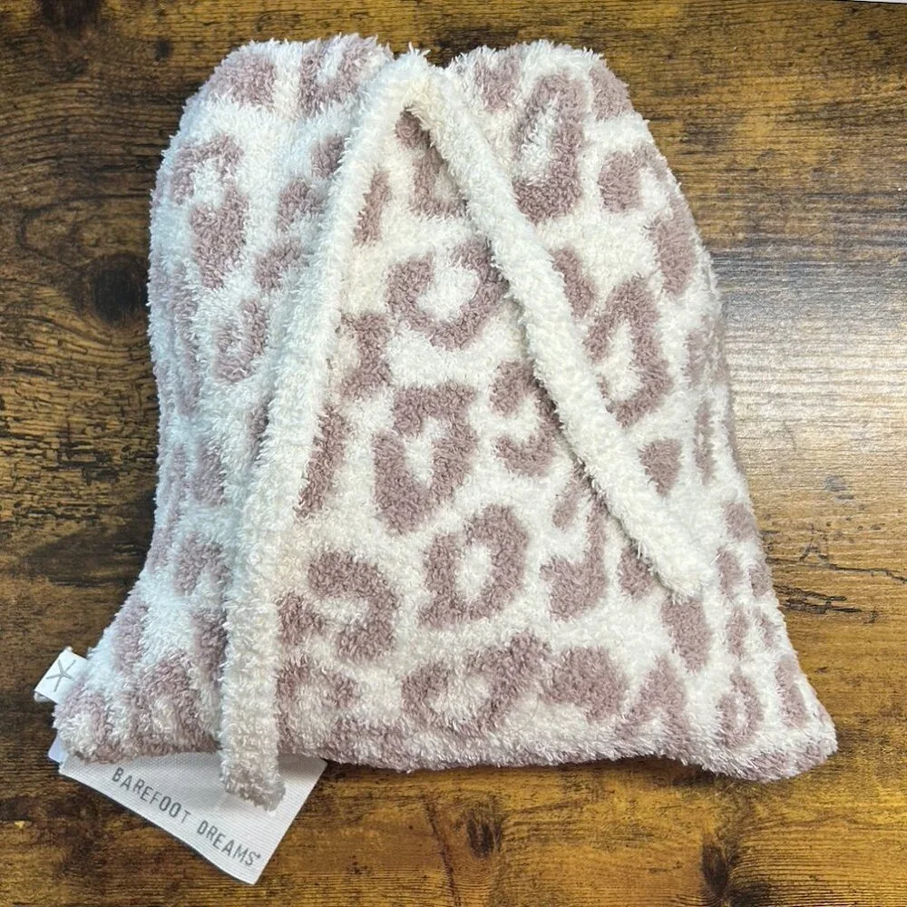 🐆 NWT CozyChic® Leopard Print Scrunchie & Socks Gift Set | Cream/Faded Rose